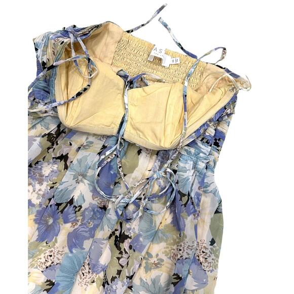 ASTR The Label Women's Rozina Blue Green Floral Cutout Lined Maxi Dress - Picture 7 of 7